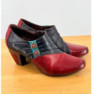 Spring Step L'Artiste Leather Ankle Boots sz 38 Red witchy western artsy boho